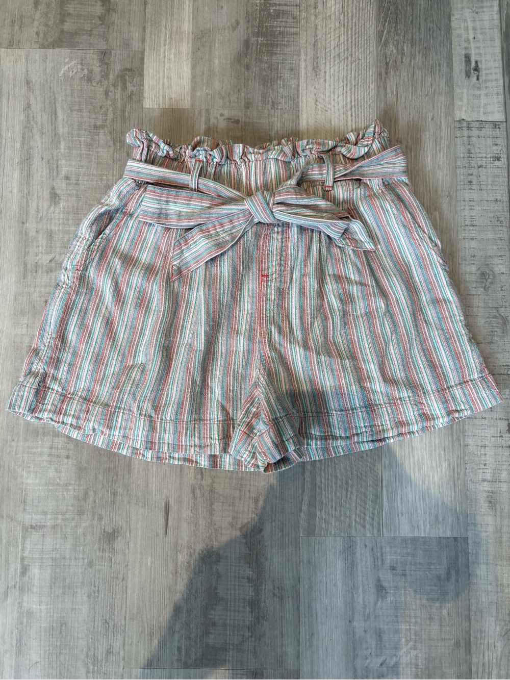 American Eagle Outfitters Pastel Striped Paperbag Waist Shorts